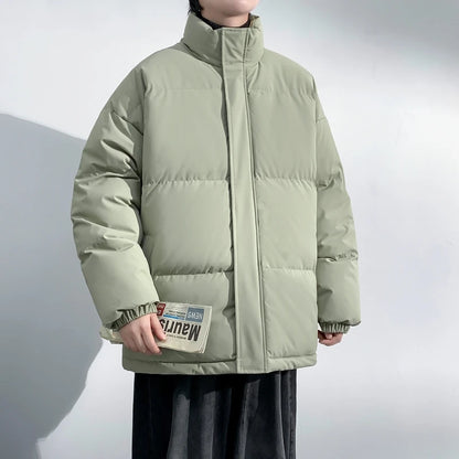 5 Colors Winter Warm Men's Puffer Jacket Loose Couple Outdoor Coat Thick Parkas Zipper Stand Collar Male Padded Down Outwear