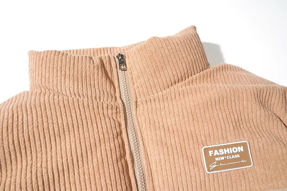 Corduroy Patchwork Cotton Jacket Men's Winter Thickened Bread Coat American Trend Casual Collar Cotton Clothes