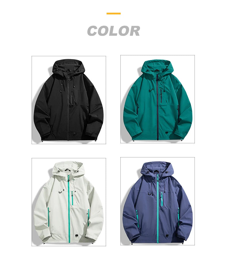 JNLN Unisex Waterproof Windbreaker Outdoor Sport Windproof Single-Layer Jacket Men Women Hiking Climbing Trekking Rain Coat