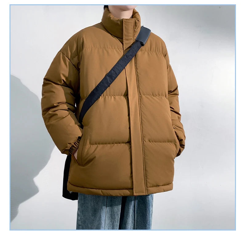 5 Colors Winter Warm Men's Puffer Jacket Loose Couple Outdoor Coat Thick Parkas Zipper Stand Collar Male Padded Down Outwear