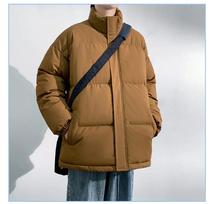 5 Colors Winter Warm Men's Puffer Jacket Loose Couple Outdoor Coat Thick Parkas Zipper Stand Collar Male Padded Down Outwear