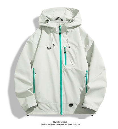 JNLN Unisex Waterproof Windbreaker Outdoor Sport Windproof Single-Layer Jacket Men Women Hiking Climbing Trekking Rain Coat