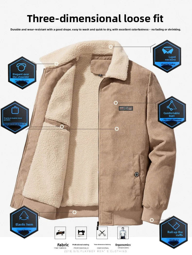Men’s Corduroy Fleece Lined Jacket Winter