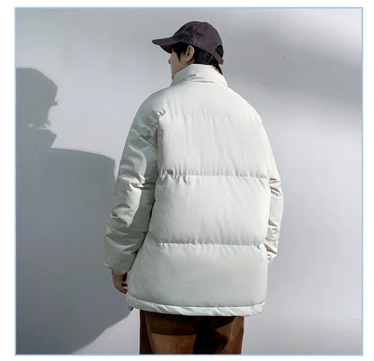 5 Colors Winter Warm Men's Puffer Jacket Loose Couple Outdoor Coat Thick Parkas Zipper Stand Collar Male Padded Down Outwear