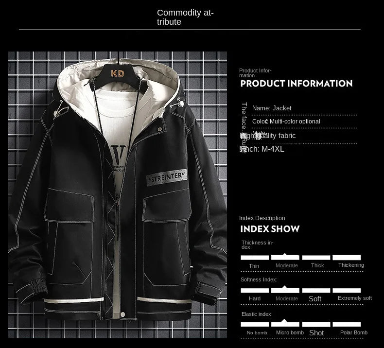 Men’s Hooded Waterproof Jacket Spring Autumn