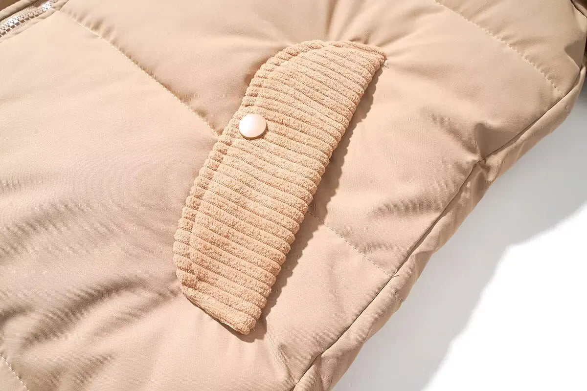 Corduroy Patchwork Cotton Jacket Men's Winter Thickened Bread Coat American Trend Casual Collar Cotton Clothes