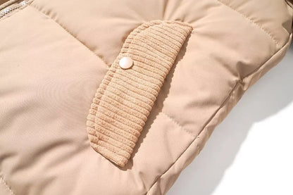 Corduroy Patchwork Cotton Jacket Men's Winter Thickened Bread Coat American Trend Casual Collar Cotton Clothes