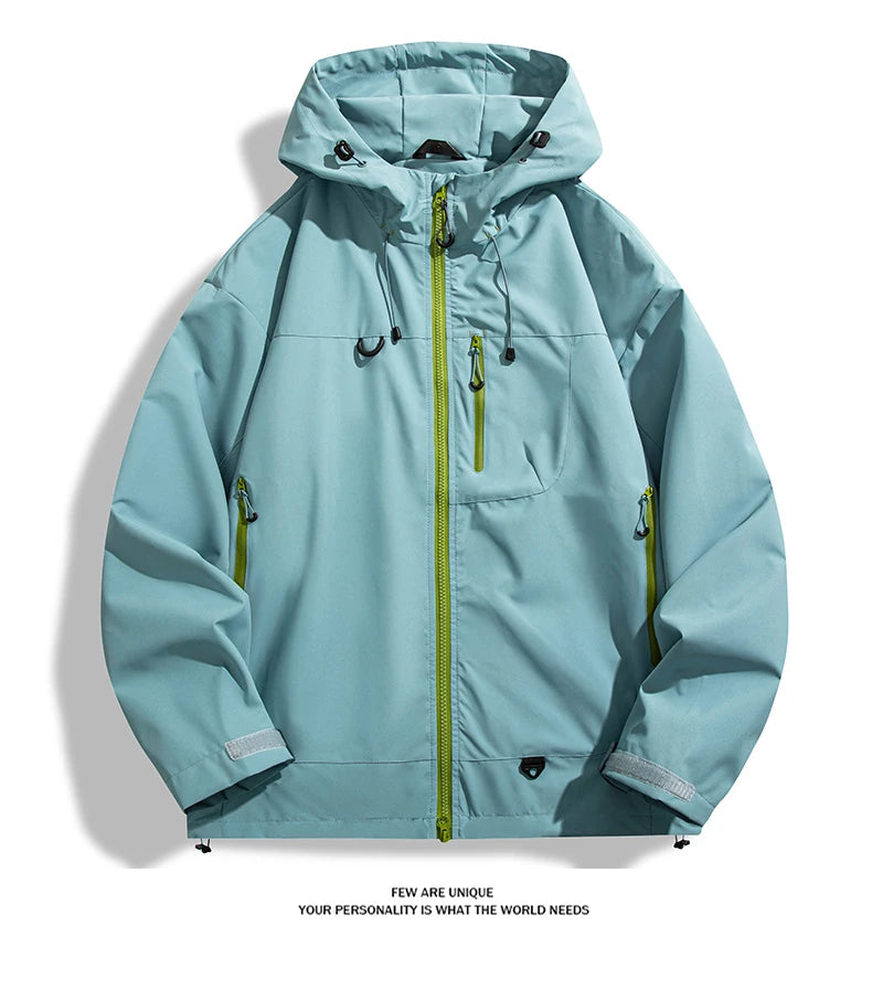 JNLN Unisex Waterproof Windbreaker Outdoor Sport Windproof Single-Layer Jacket Men Women Hiking Climbing Trekking Rain Coat