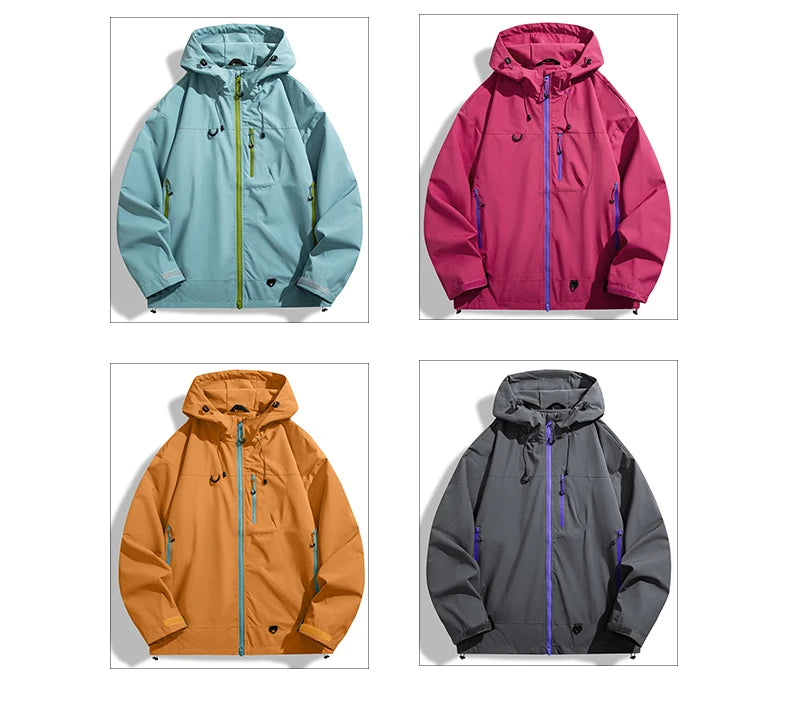 JNLN Unisex Waterproof Windbreaker Outdoor Sport Windproof Single-Layer Jacket Men Women Hiking Climbing Trekking Rain Coat