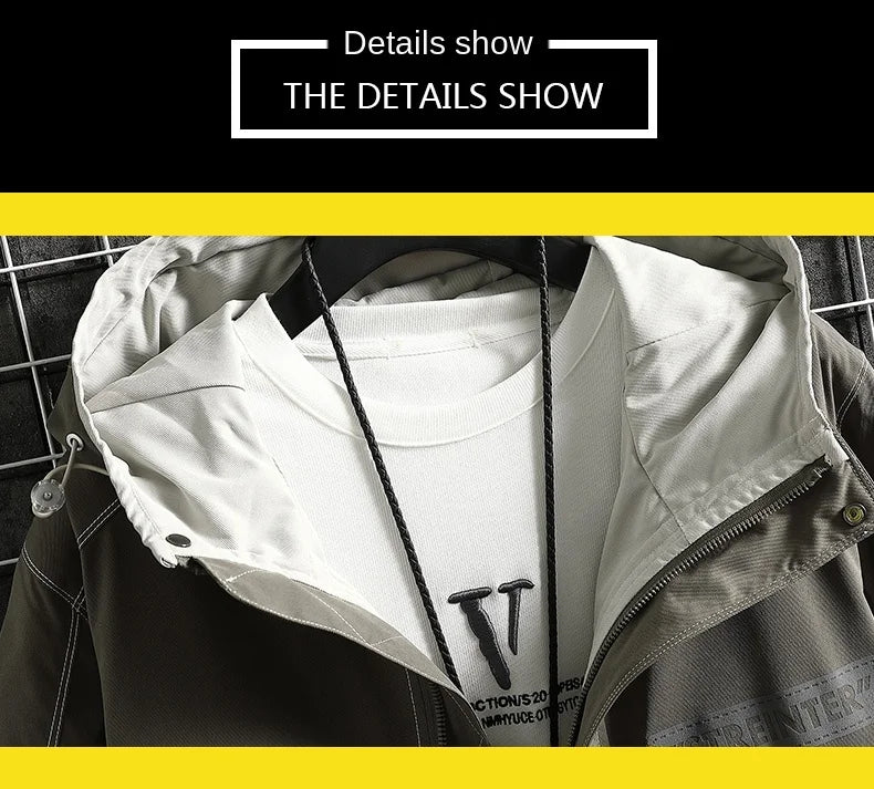 Men’s Hooded Waterproof Jacket Spring Autumn