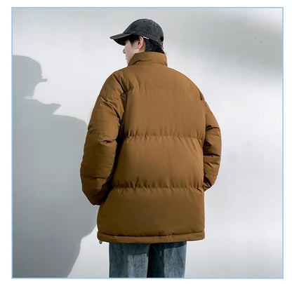 5 Colors Winter Warm Men's Puffer Jacket Loose Couple Outdoor Coat Thick Parkas Zipper Stand Collar Male Padded Down Outwear