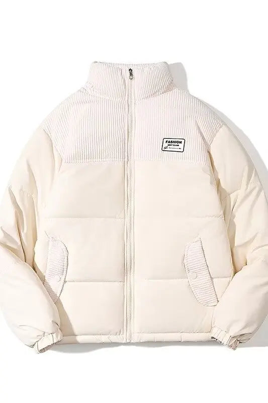 Corduroy Patchwork Cotton Jacket Men's Winter Thickened Bread Coat American Trend Casual Collar Cotton Clothes