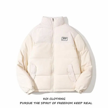 Corduroy Patchwork Cotton Jacket Men's Winter Thickened Bread Coat American Trend Casual Collar Cotton Clothes