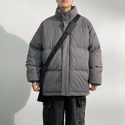 5 Colors Winter Warm Men's Puffer Jacket Loose Couple Outdoor Coat Thick Parkas Zipper Stand Collar Male Padded Down Outwear