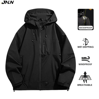 JNLN Unisex Waterproof Windbreaker Outdoor Sport Windproof Single-Layer Jacket Men Women Hiking Climbing Trekking Rain Coat