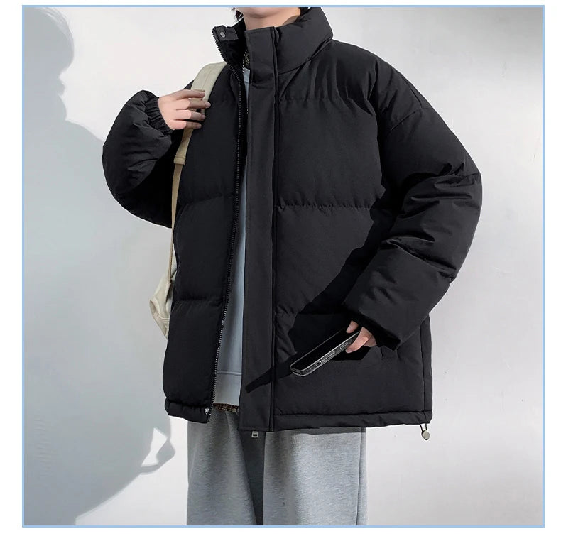 5 Colors Winter Warm Men's Puffer Jacket Loose Couple Outdoor Coat Thick Parkas Zipper Stand Collar Male Padded Down Outwear