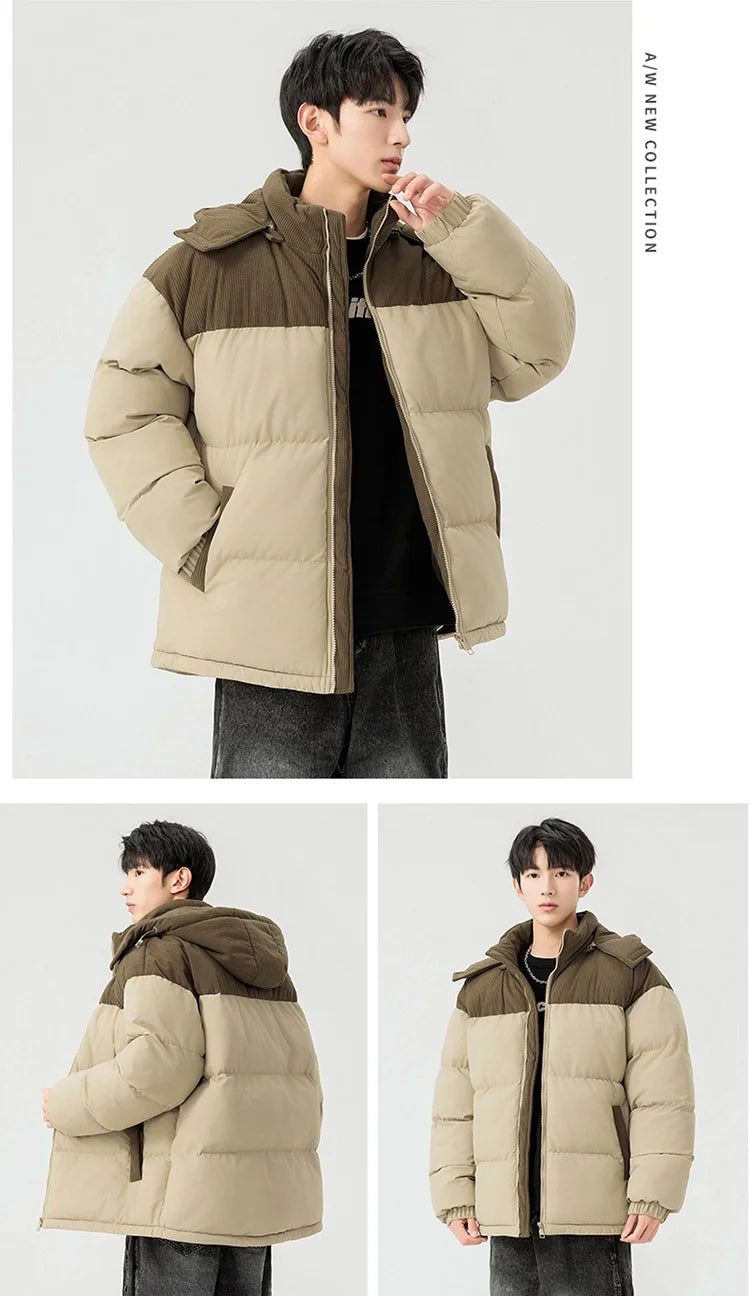 Autumn /Winter Men Outdoor Removable Hooded Windbreak Jacket Coats Men Warm Outwear Casual Fashion Solid Parkas Jacket Male Tops