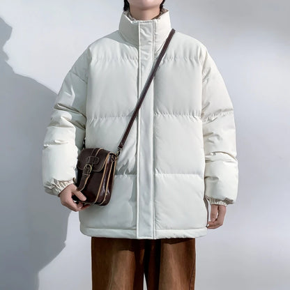 5 Colors Winter Warm Men's Puffer Jacket Loose Couple Outdoor Coat Thick Parkas Zipper Stand Collar Male Padded Down Outwear