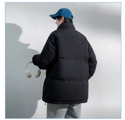 5 Colors Winter Warm Men's Puffer Jacket Loose Couple Outdoor Coat Thick Parkas Zipper Stand Collar Male Padded Down Outwear