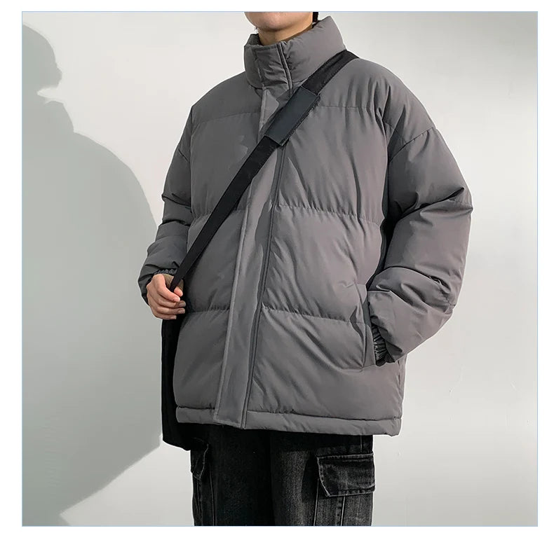 5 Colors Winter Warm Men's Puffer Jacket Loose Couple Outdoor Coat Thick Parkas Zipper Stand Collar Male Padded Down Outwear