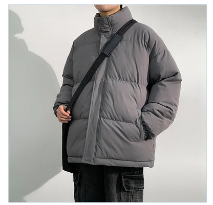 5 Colors Winter Warm Men's Puffer Jacket Loose Couple Outdoor Coat Thick Parkas Zipper Stand Collar Male Padded Down Outwear