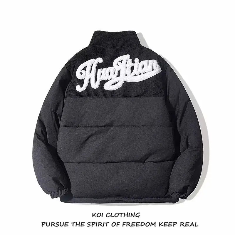 Corduroy Patchwork Cotton Jacket Men's Winter Thickened Bread Coat American Trend Casual Collar Cotton Clothes