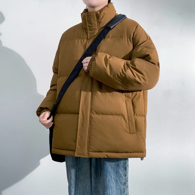 5 Colors Winter Warm Men's Puffer Jacket Loose Couple Outdoor Coat Thick Parkas Zipper Stand Collar Male Padded Down Outwear