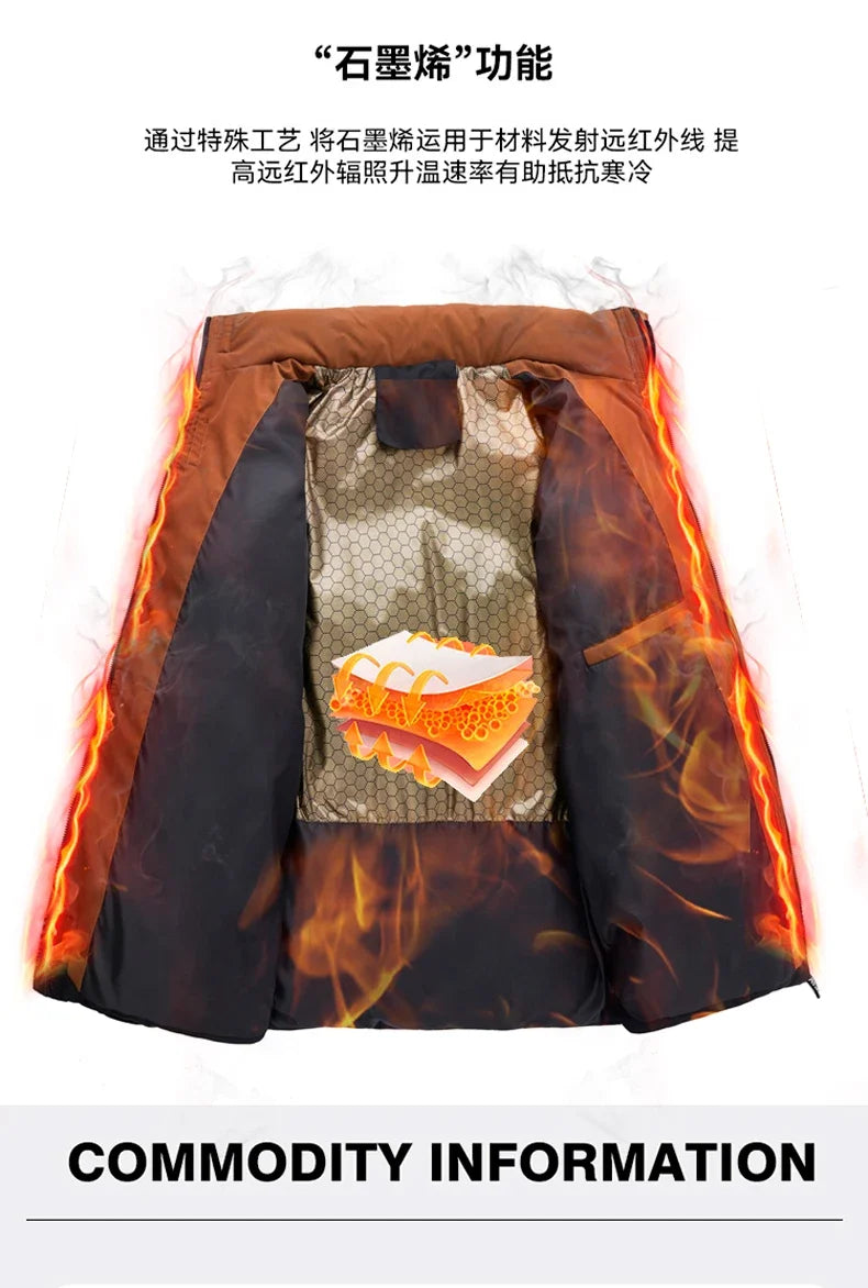 Male Solid Color Stand Collar Cotton Jacket Men Windproof Winter Thick Warm Parka Coat Men's Cotton Coat Thick Mens Warm Clothes