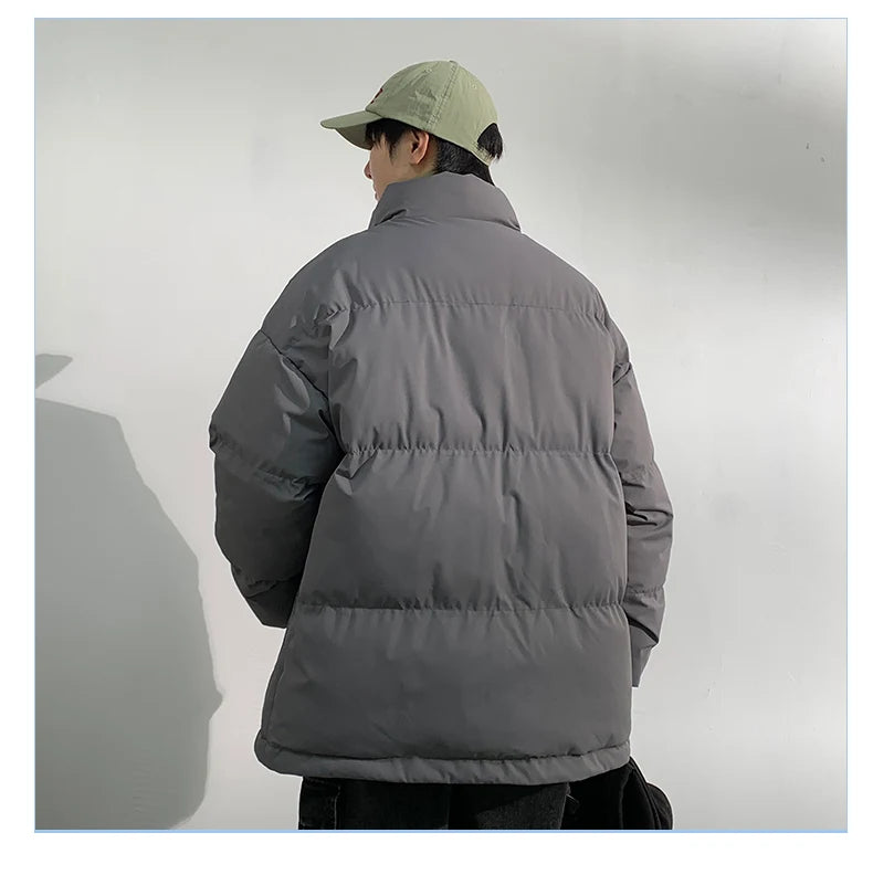 5 Colors Winter Warm Men's Puffer Jacket Loose Couple Outdoor Coat Thick Parkas Zipper Stand Collar Male Padded Down Outwear