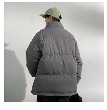 5 Colors Winter Warm Men's Puffer Jacket Loose Couple Outdoor Coat Thick Parkas Zipper Stand Collar Male Padded Down Outwear