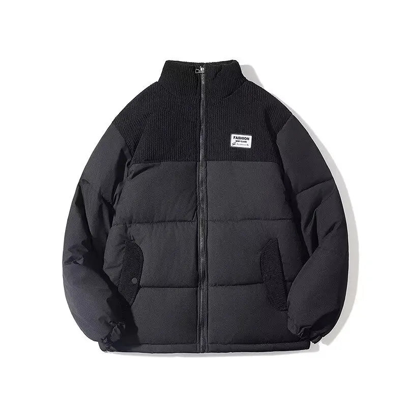 Corduroy Patchwork Cotton Jacket Men's Winter Thickened Bread Coat American Trend Casual Collar Cotton Clothes