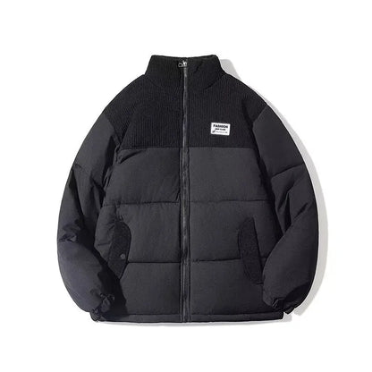 Corduroy Patchwork Cotton Jacket Men's Winter Thickened Bread Coat American Trend Casual Collar Cotton Clothes