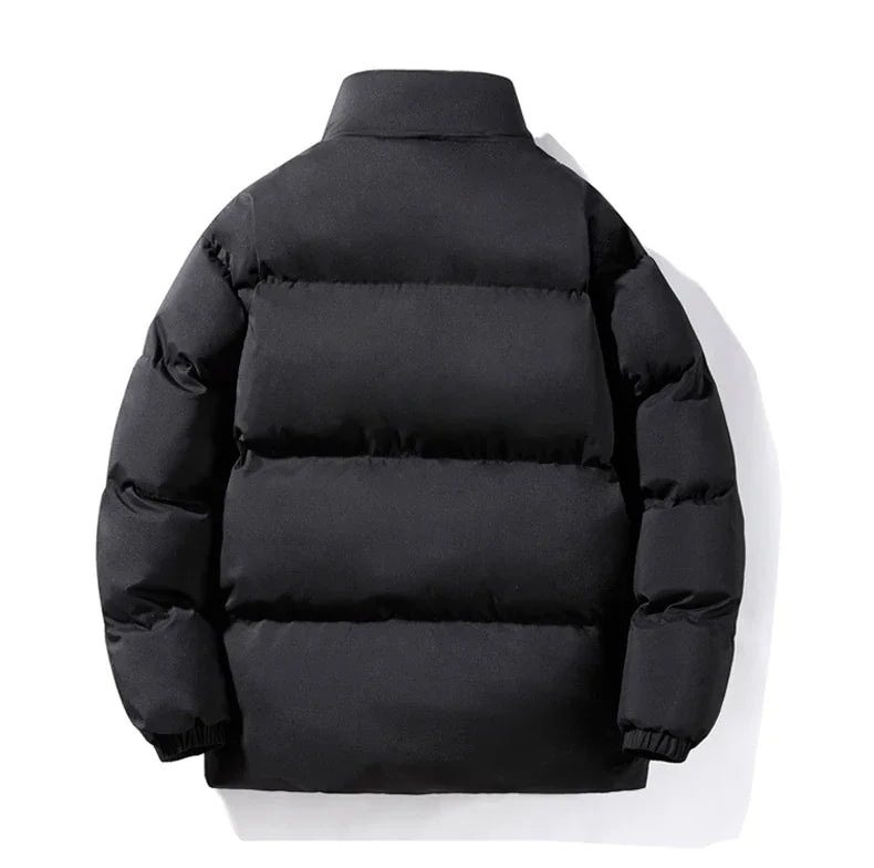 Male Solid Color Stand Collar Cotton Jacket Men Windproof Winter Thick Warm Parka Coat Men's Cotton Coat Thick Mens Warm Clothes