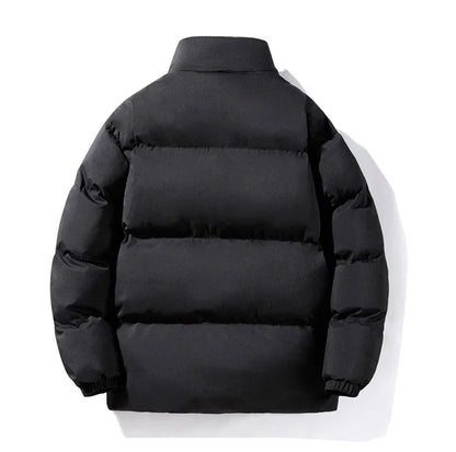 Male Solid Color Stand Collar Cotton Jacket Men Windproof Winter Thick Warm Parka Coat Men's Cotton Coat Thick Mens Warm Clothes